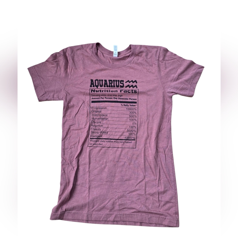 Bella Canvas Aquarius Nutrition Facts Graphic T-Shirt Size S